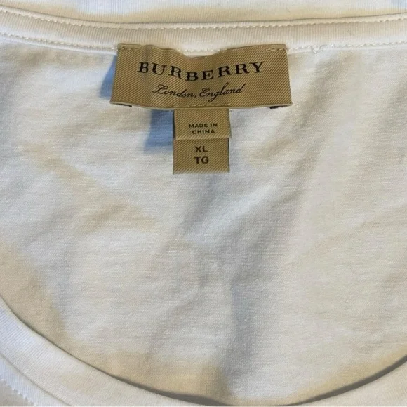 Burberry London White Crew Neck Long Sleeve T-Shirt Sz XL - Picture 4 of 5
